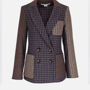Veronica Beard Blue and Brown Plaid Blazer